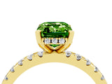Yellow gold Emerald Cut Peridot Solitaire Ring with Pavé Band and Four-Prong Setting_28