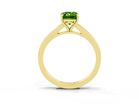 Yellow gold Emerald Cut Peridot Solitaire Ring with Pavé Band and Prong Setting_27
