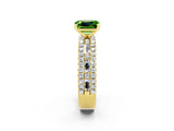 Yellow gold Emerald Cut Peridot Solitaire Ring with Pavé and Channel Set Band_2