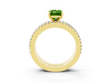 Yellow gold Emerald Cut Peridot Solitaire Ring with Pavé and Channel Set Band_3