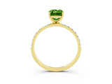 Yellow gold Emerald Cut Peridot Solitaire Ring with Pave Band and Four Prong Setting_15