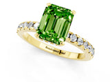 Yellow gold Emerald Cut Peridot Solitaire Ring with Round  Pavé Band and Four-Prong Setting_37