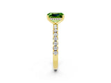 Yellow gold Emerald Cut Peridot Solitaire Ring with Round  Pavé Band and Four-Prong Setting_38