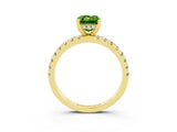 Yellow gold Emerald Cut Peridot Solitaire Ring with Round  Pavé Band and Four-Prong Setting_39