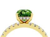 Yellow gold Emerald Cut Peridot Solitaire Ring with Round  Pavé Band and Four-Prong Setting_40