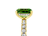 Yellow gold Emerald Cut Peridot Solitaire Ring with Round  Pavé Band and Four-Prong Setting_41