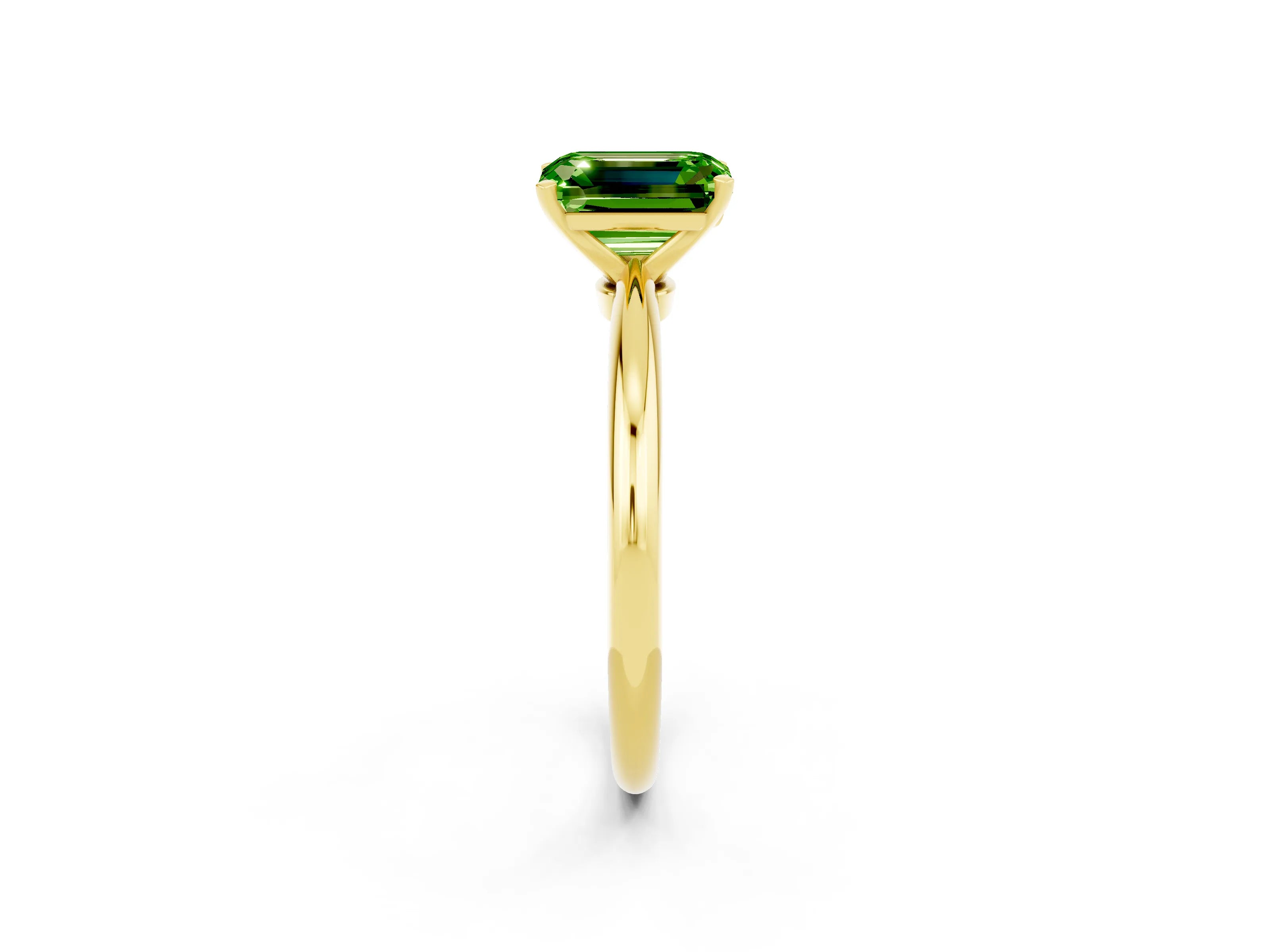Yellow gold Emerald Cut Peridot Solitaire Ring with Six-Prong Setting and Classic Band_2