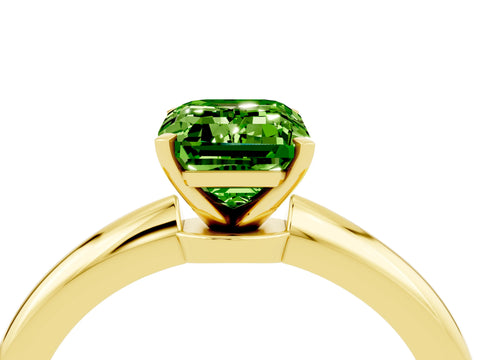 Yellow gold Emerald Cut Peridot Solitaire Ring with Six-Prong Setting and Classic Band_4
