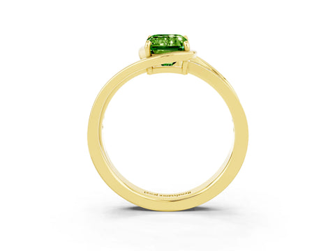 Yellow gold Emerald Cut Peridot Solitaire Ring with Split Shank and Prong Setting_3