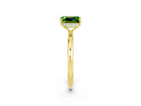 Yellow gold Emerald Cut Peridot Solitaire Ring with Thin Band and Four-Prong Setting_14