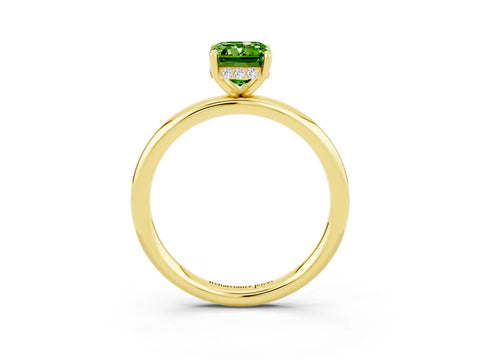 Yellow gold Emerald Cut Peridot Solitaire Ring with Thin Band and Four-Prong Setting_15