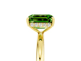 Yellow gold Emerald Cut Peridot Solitaire Ring with Thin Band and Four-Prong Setting_17