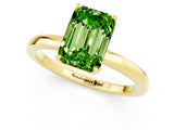 Yellow gold Emerald Cut Peridot Solitaire Ring with Thin Band and Prong Setting_13