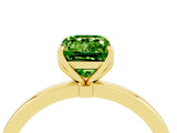 Yellow gold Emerald Cut Peridot Solitaire Ring with Thin Band and Prong Setting_16