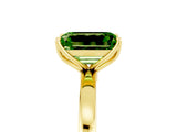Yellow gold Emerald Cut Peridot Solitaire Ring with Thin Band and Prong Setting_17