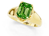 Yellow gold Emerald Cut Peridot Solitaire Ring with Wide Band and Prong Setting_1