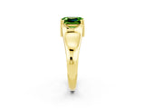 Yellow gold Emerald Cut Peridot Solitaire Ring with Wide Band and Prong Setting_2