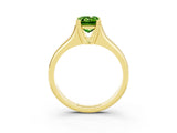 Yellow gold Emerald Cut Peridot Solitaire Ring with Wide Band and Prong Setting_3