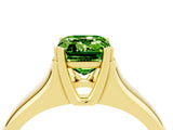 Yellow gold Emerald Cut Peridot Solitaire Ring with Wide Band and Prong Setting_4