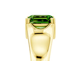 Yellow gold Emerald Cut Peridot Solitaire Ring with Wide Band and Prong Setting_5
