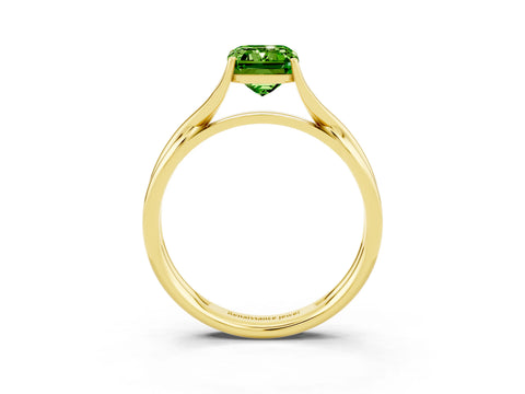 Yellow gold Emerald Cut Peridot Solitaire Twist Band Prong Setting Ring_39