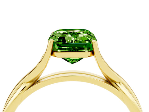 Yellow gold Emerald Cut Peridot Solitaire Twist Band Prong Setting Ring_40