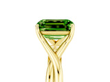 Yellow gold Emerald Cut Peridot Solitaire Twist Band Prong Setting Ring_41