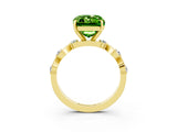 Yellow gold Emerald Cut Peridot Solitaire Twisted Band with Round  Accents and Prong Setting_15