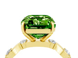 Yellow gold Emerald Cut Peridot Solitaire Twisted Band with Round  Accents and Prong Setting_16
