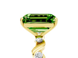 Yellow gold Emerald Cut Peridot Solitaire Twisted Band with Round  Accents and Prong Setting_17