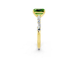 Yellow gold Emerald Cut Peridot Solitaire with Side Baguettes and Channel Set Band_2