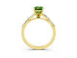 Yellow gold Emerald Cut Peridot Solitaire with Side Baguettes and Channel Set Band_3