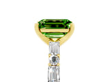 Yellow gold Emerald Cut Peridot Solitaire with Side Baguettes and Channel Set Band_5