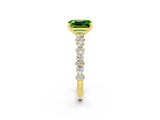 Yellow gold Emerald Cut Peridot Solitaire with Side Stones, Pave Band, Four-Prong Setting_26