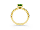 Yellow gold Emerald Cut Peridot Solitaire with Side Stones, Pave Band, Four-Prong Setting_27