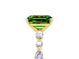 Yellow gold Emerald Cut Peridot Solitaire with Side Stones on a Pavé Band and Four-Prong Setting_5