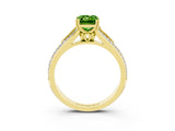 Yellow gold Emerald Cut Peridot Split Shank Engagement Ring with Pavé Band_3