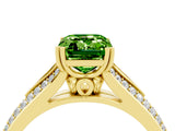 Yellow gold Emerald Cut Peridot Split Shank Engagement Ring with Pavé Band_4