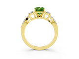 Yellow gold Emerald Cut Peridot Three-Stone Ring with Pavé Split Shank and Four-Prong Setting_3
