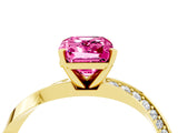 Yellow gold Emerald Cut Pink Sapphire Engagement Ring with Side Stone Accents and Four-Prong Setting_64