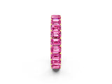 10K Yellow Gold Emerald Cut Pink Sapphire Eternity Band with Shared Prong Setting