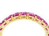 10K Yellow Gold Emerald Cut Pink Sapphire Eternity Band with Shared Prong Setting