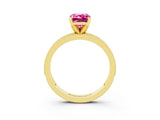 Yellow gold Emerald Cut Pink Sapphire Milgrain Pavé Engagement Ring with Four-Prong Setting_39