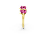 Yellow gold Emerald Cut Pink Sapphire Prong-Set Half Eternity Band_32