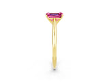 Yellow gold Emerald Cut Pink Sapphire Solitaire Engagement Ring with Cathedral Setting and Four-Prong Mount_26