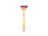 Yellow gold Emerald Cut Pink Sapphire Solitaire Engagement Ring with Cathedral Setting and Four-Prong Mount_32