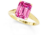 Yellow gold Emerald Cut Pink Sapphire Solitaire Engagement Ring with Cathedral Setting and Four-Prong Mount_73