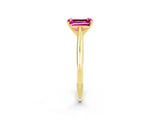 Yellow gold Emerald Cut Pink Sapphire Solitaire Engagement Ring with Cathedral Setting and Four-Prong Mount_74
