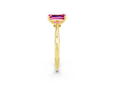 Yellow gold Emerald Cut Pink Sapphire Solitaire Engagement Ring with Classic Band and Four-Prong Setting_26