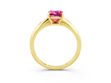 Yellow gold Emerald Cut Pink Sapphire Solitaire Engagement Ring with Classic Band and Four-Prong Setting_27